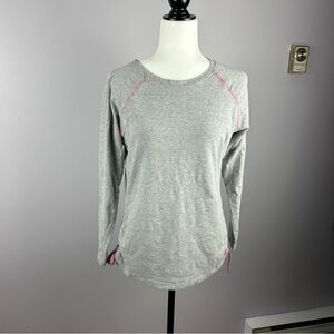 Cure Foundation Breast Cancer Grey and Pink Long Sleeved Tee Size Large